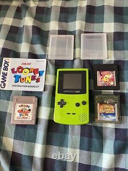 Console Nintendo GameBoy Color Vert Lime avec 3 jeux VOIR DESCRIPTION