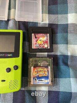 Console Nintendo GameBoy Color Vert Lime avec 3 jeux VOIR DESCRIPTION