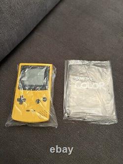 Console Nintendo Gameboy Color Jaune Pissenlit en Boîte ! Rare État Très Bon ! Étiquettes Intactes