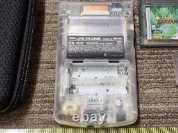 Console Nintendo Gameboy Color en Bundle Clear + 2 étuis de jeu + couvercle de batterie CGB-001