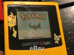 Console Pikachu Nintendo Gameboy Couleur Jaune + 6 Collection De Jeux Pokémon