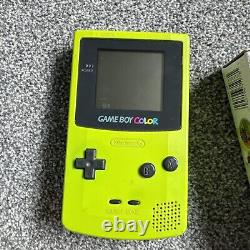 Console de jeu vidéo Nintendo Game Boy Color Lime Green Kiwi emballée avec tous les manuels