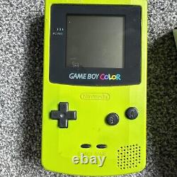 Console de jeu vidéo Nintendo Game Boy Color Lime Green Kiwi emballée avec tous les manuels