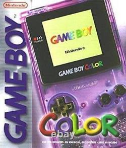 Console de jeu vidéo Nintendo Game Boy Color violette transparente en boîte avec jeux inclus