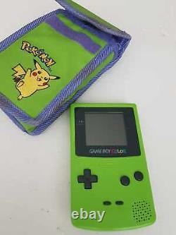 Console portable Nintendo Game Boy Color CGB-001 avec étui Pokomon vert citron