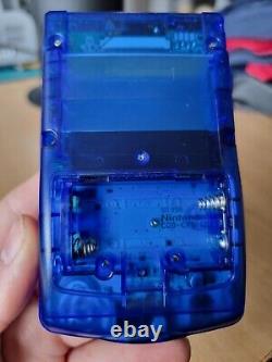 Coque bleue transparente pour Nintendo Game Boy Color IPS 2.0D LCD