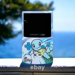 Écran IPS Game Boy Color PREMIUM GBC et coque personnalisée avec boîte Pokémon, Carapuce