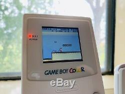 Étourdit Tous Blanc Game Boy Couleur + Rétro-éclairage Gameboy Tactile Luminosité Sensible