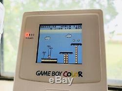 Étourdit Tous Blanc Game Boy Couleur + Rétro-éclairage Gameboy Tactile Luminosité Sensible