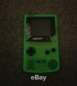 Game Boy Color Full Size Ips LCD V2 Lueur Dans La Coquille Vert Foncé Pokemon Gbc