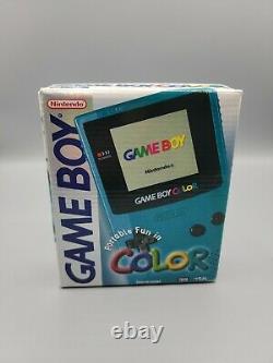Game Boy Color (teal) Avec Boîte Et Instructions (nintendo, 1998) Complet Cib