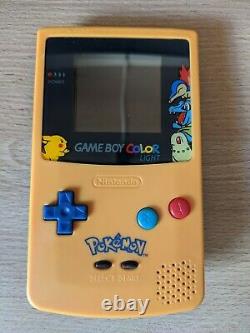 Game Boy Couleur Ips Retroilluminato Console + Pokémon Oro + Argento Re-shell Pika