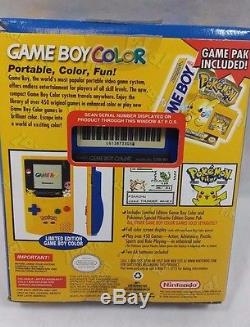 Game Boy Couleur Pokémon Ed Jaune-bleu Portatif Joueur Complet Dans La Boîte Avec Game Pak