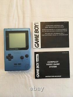 Game Boy Pocket Edition Limitée Ice Blue Avec Boîte (mgb-001 Fonctionne)