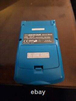 GameBoy Color immaculé, modèle Teal de 1998, No. CGB-001, 4 jeux, étui, chargeur