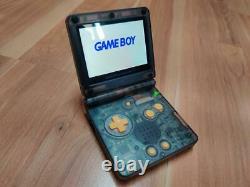 Gameboy Advance Sp Transparent Black Avec Bouton Jaune Color Ags Ips Screen Mod