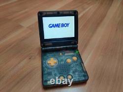 Gameboy Advance Sp Transparent Black Avec Bouton Jaune Color Ags Ips Screen Mod