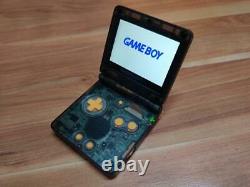 Gameboy Advance Sp Transparent Black Avec Bouton Jaune Color Ags Ips Screen Mod