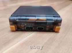 Gameboy Advance Sp Transparent Black Avec Bouton Jaune Color Ags Ips Screen Mod