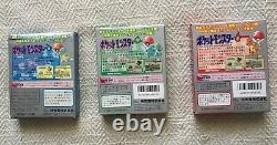 Gameboy Color Pokemon Vert Bleu Rouge Tous Les 3 De Cib Japonais Manuel Panier Boîte Rare