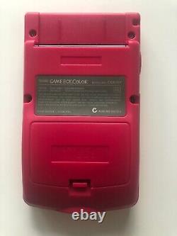 Gameboy Color avec Mod d'écran IPS rétroéclairé V3 personnalisé en coque rose framboise fuchsia Q5.