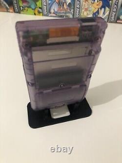 Gameboy Colour avec écran IPS V2 rétroéclairé modifié coque personnalisée violet atomique Q5