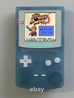 Gameboy Colour avec mod d'écran IPS rétroéclairé coquille personnalisée bleu bébé Q5 Pixel rétro