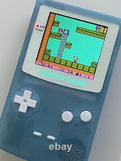 Gameboy Colour avec mod d'écran IPS rétroéclairé coquille personnalisée bleu bébé Q5 Pixel rétro