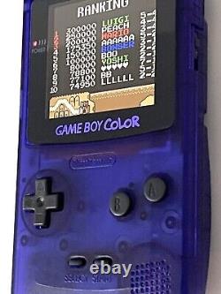 Gameboy Colour avec mod écran rétroéclairé IPS V2 coque personnalisée bleu nuit Q5