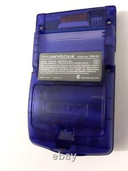 Gameboy Colour avec mod écran rétroéclairé IPS V2 coque personnalisée bleu nuit Q5