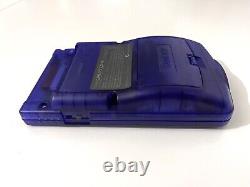 Gameboy Colour avec mod écran rétroéclairé IPS V2 coque personnalisée bleu nuit Q5