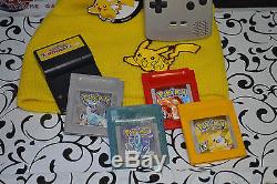 Gameboy Console De Couleurs Pokemon Edition + 5 Jeux De Pokémon Authentiques Et Chapeau De Pikachu