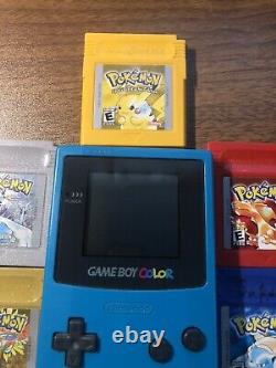 Gameboy Couleur Pokemon Red+yellow+blue + Gold+argent+crystal Lot Autoentique
