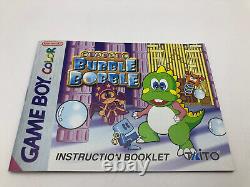 Jeu classique Bubble Bobble Nintendo Game Boy Color avec manuel rétro 1999 #0025