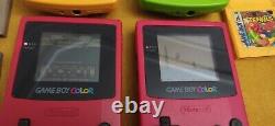 Lot De 4 Nintendo Garçon De Jeu Gameboy Couleur Cgb-001 Console Système Avec Des Jeux -testé