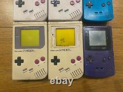 Lot De 6 Nintendo Game Boy (4 Dmg, 2 Couleurs) Broken As-is Pièces / Réparation Junk