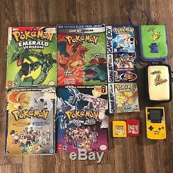 Lot De Nintendo Game Boy Couleur Pokemon Red Pickachu Bleu Or Cib Testé Travail