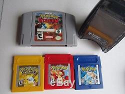 Nintendo 64 + Game Boy Couleur Pokemon Lot Controller Transfert Jaune Bleu Rouge