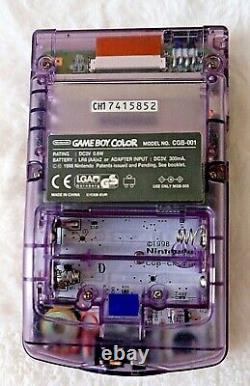 Nintendo Cgb-001 Jeu Garçon Couleur Handheld Clear Atomic Purple Fully Working