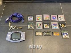 Nintendo Game Boy Advance Bundle Clear Full avec 14 jeux Tous testés et fonctionnent