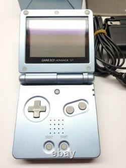 Nintendo Game Boy Advance Sp Pearl Blue Complète En Boîte Avec La Région Du Chargeur Gratuit