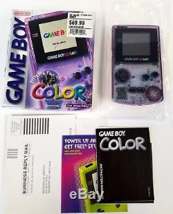 Nintendo Game Boy Color Atomic Purple Système De Poche Nouveau Dans Box Read