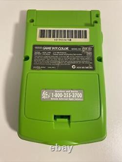 Nintendo Game Boy Color Cgb-001 Green Kiwi Handheld System Avec Lumière, Sac Et Jeux