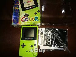 Nintendo Game Boy Color Kiwi Lime Green Cib Ntsc USA Version I + Bonus Protecteur