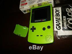 Nintendo Game Boy Color Kiwi Lime Green Cib Ntsc USA Version I + Bonus Protecteur