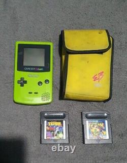 Nintendo Game Boy Color Kiwi Lime Green + Tetris DX & Gallery 2 + étui