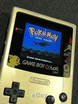 Nintendo Game Boy Color Lumière Pokémon Or / Argent (ips Rétro-éclairage Mod)