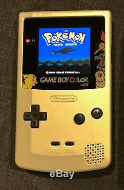 Nintendo Game Boy Color Lumière Pokémon Or / Argent (ips Rétro-éclairage Mod)