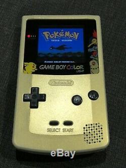 Nintendo Game Boy Color Lumière Pokémon Or / Argent (ips Rétro-éclairage Mod)