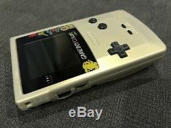 Nintendo Game Boy Color Lumière Pokémon Or / Argent (ips Rétro-éclairage Mod)